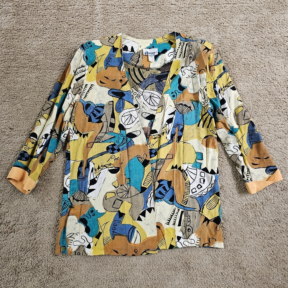 80's Vintage Funky Abstract Indie Quirky Unique Blazer Suit Jacket Cardigan
